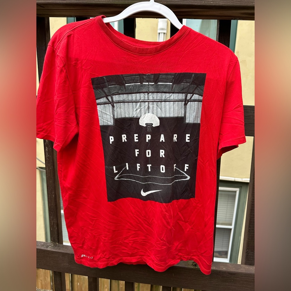 Nike Dri-FIT Red Graphic Tee Basketball Prepare for Liftoff